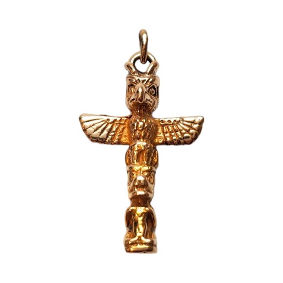 10K Yellow Gold Totem Pole Charm Pendant #18074 - Picture 1 of 9